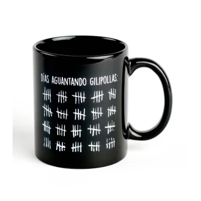 Taza Días aguantando gilipollas divertida | Happyideas