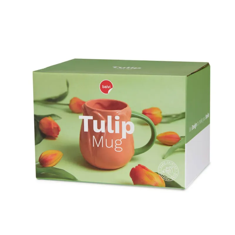 Caja de regalo de la taza Tulipán naranja con diseño de tulipanes - presentación ideal como regalo original Happyideas