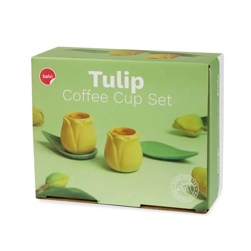 Set de tazas de café Tulipán amarillo | Happyideas