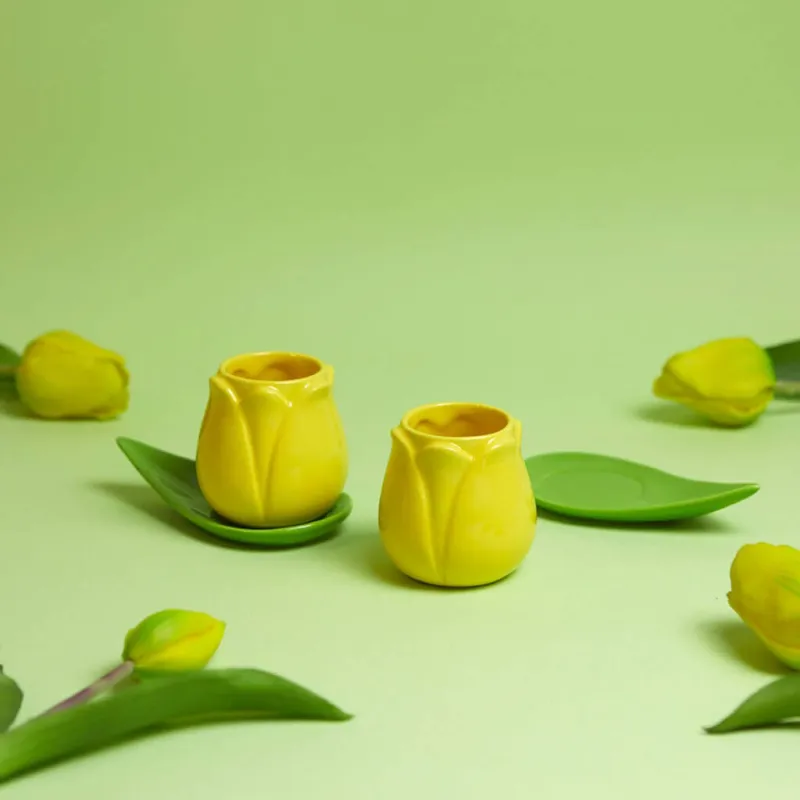 Set de tazas de café Tulipán amarillo | Happyideas