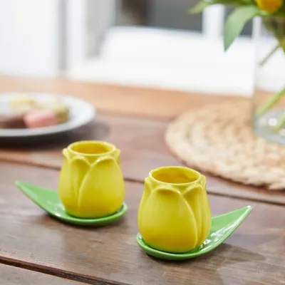 Set de tazas de café Tulipán amarillo | Happyideas