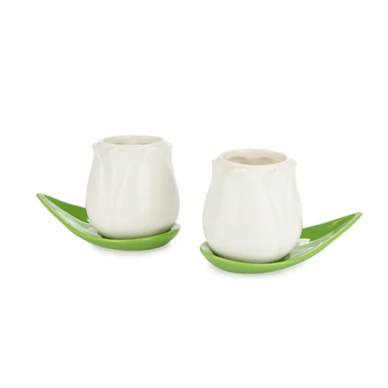 White Tulip Coffee Mug Set, ceramic | Happyideas