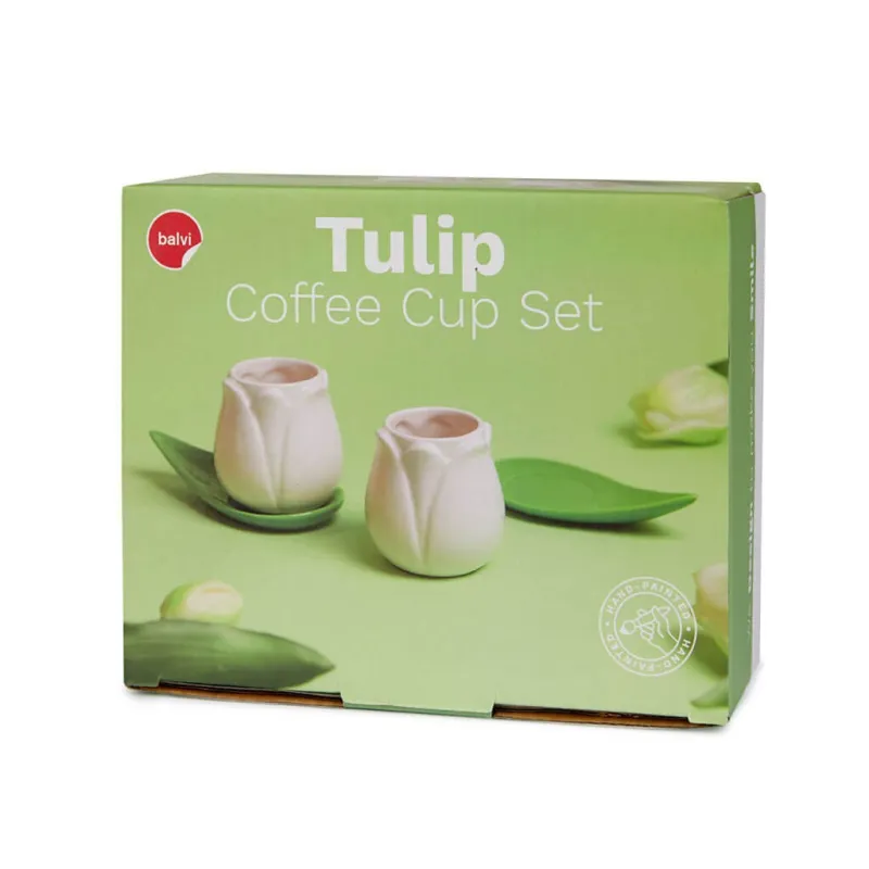 White Tulip Coffee Mug Set, ceramic | Happyideas