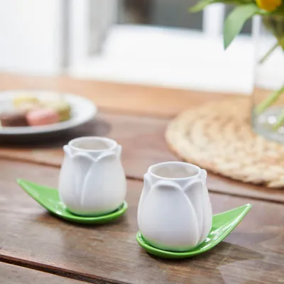 Set de tazas de café Tulipán blanco | Happyideas