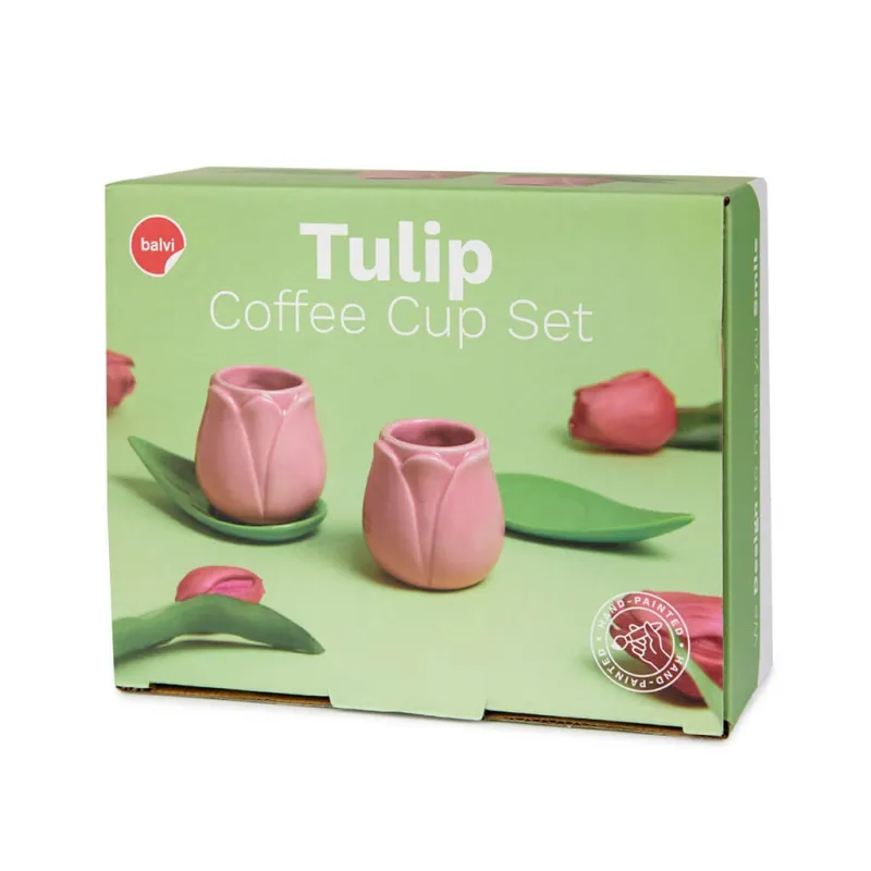 Pink Tulip Coffee Mug Set, ceramic | Happyideas