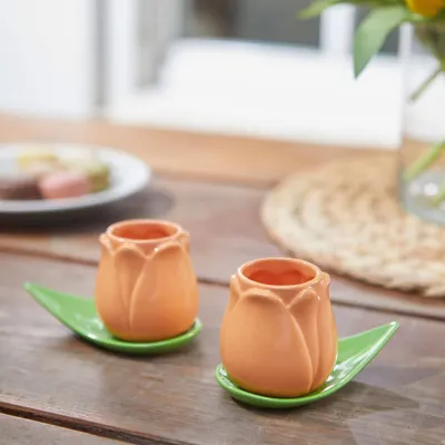 Set de tazas de café Tulipán naranja | Happyideas