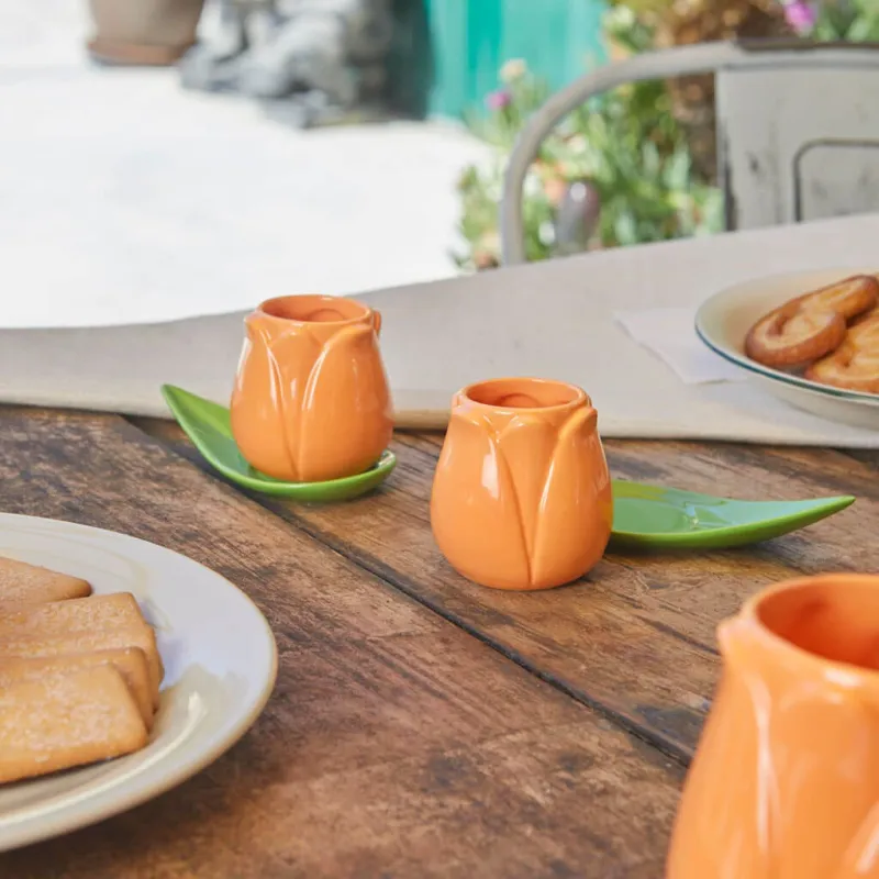 Orange Tulip Coffee Mug Set, ceramic | Happyideas