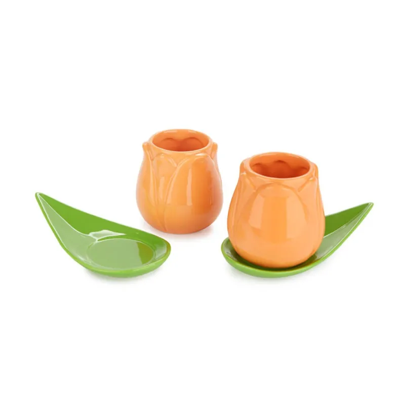 Set de tazas de café Tulipán naranja | Happyideas