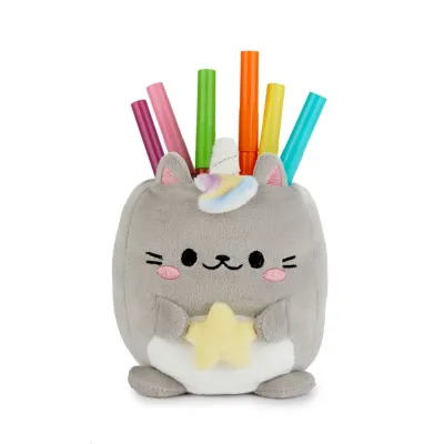 Fluffy Cat Pencil Holder Grey | Happyideas
