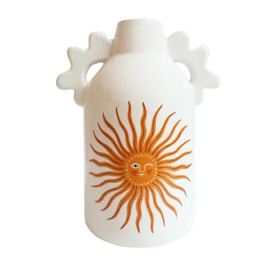 Jarrón Sol de cerámica blanco, 23 cm | Happyideas