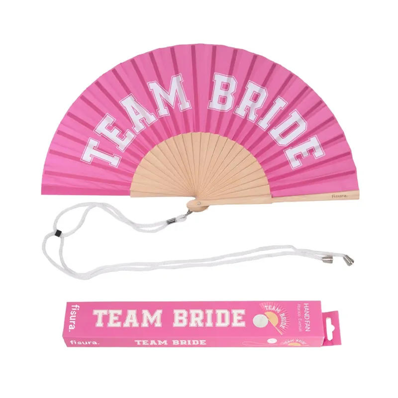 Pink “Team Bride” fan - Happyideas.com