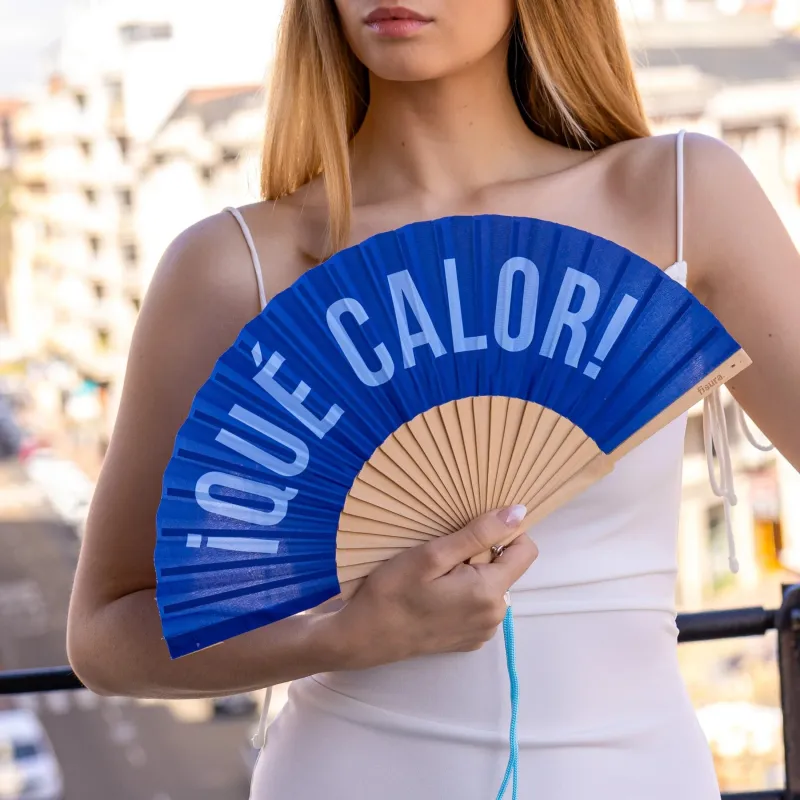 Abanico Qué calor azul: abanico divertido | Happyideas
