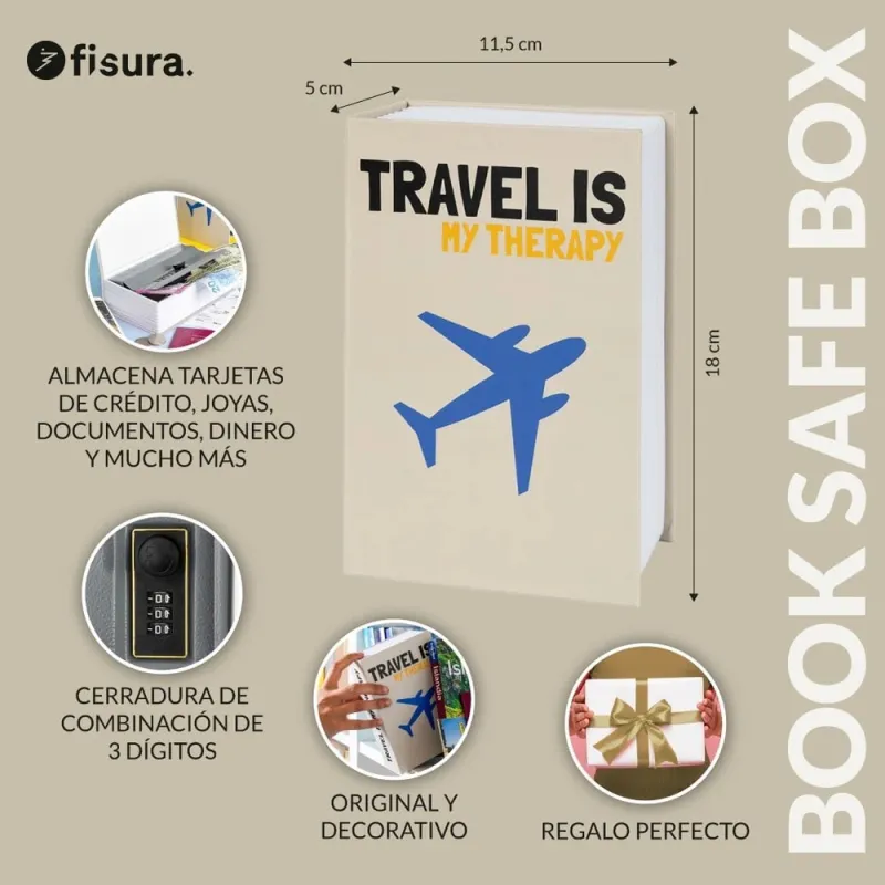 Book safe “Travel is my therapy”