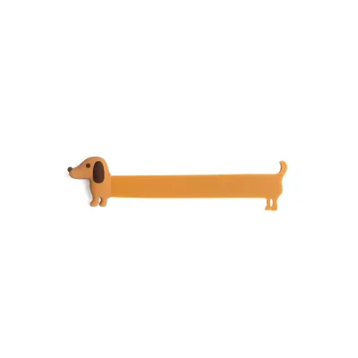 Marcapáginas con forma de perro Teckel color naranja sobre fondo blanco - Happyideas