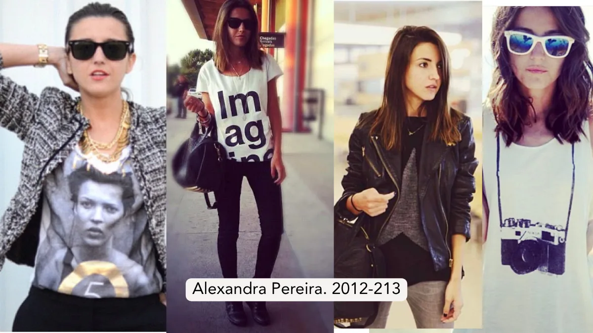 Alexandra Pereira con camisetas de Happyideas en 2012 y 2013