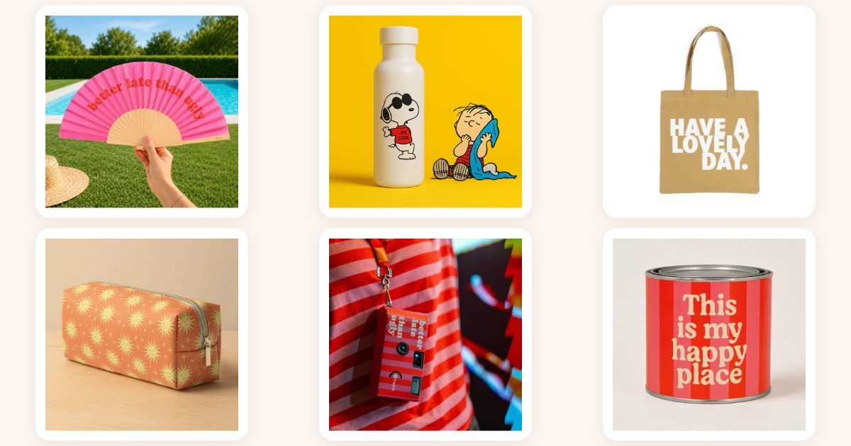 Imprescindibles de verano de Happyideas: abanico, botella termo, tote bag, neceser, cámara desechable y vela en lata