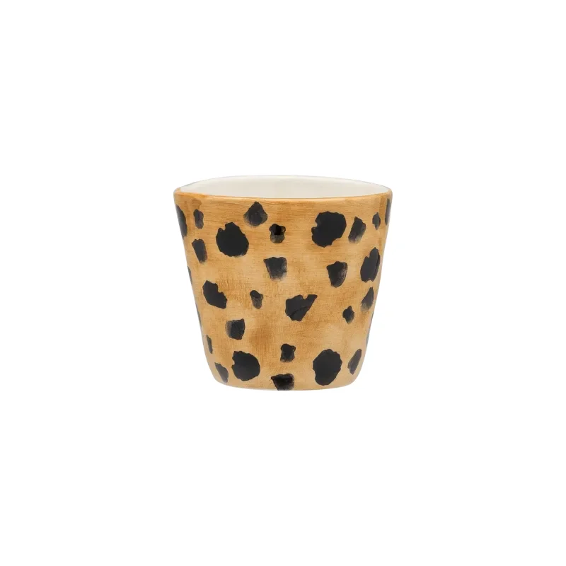 Taza espresso de cerámica con estampado de leopardo