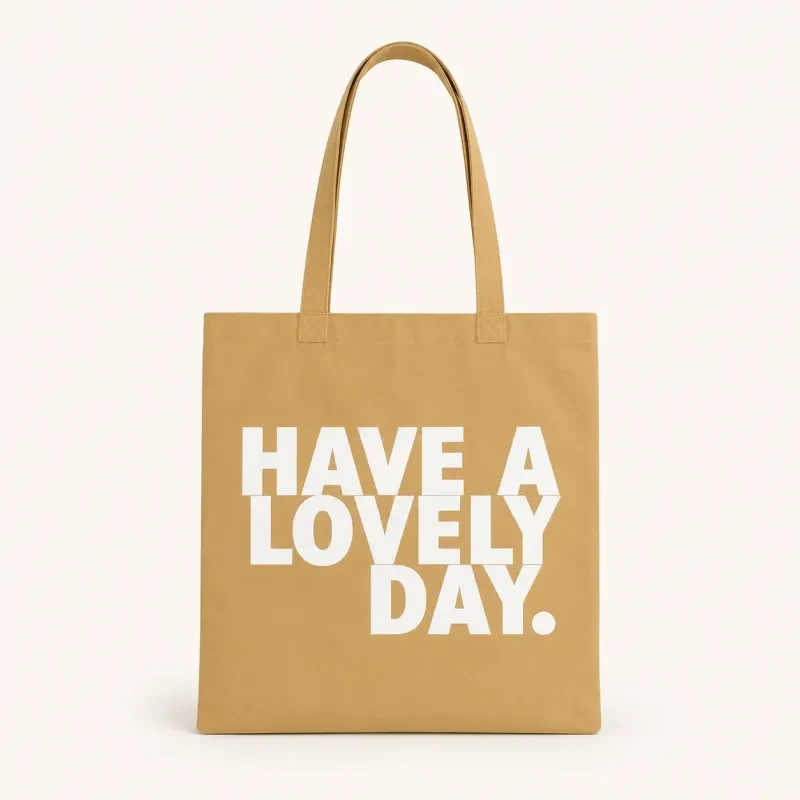 Tote bag Lovely Day Camel de algodón con asas al hombro